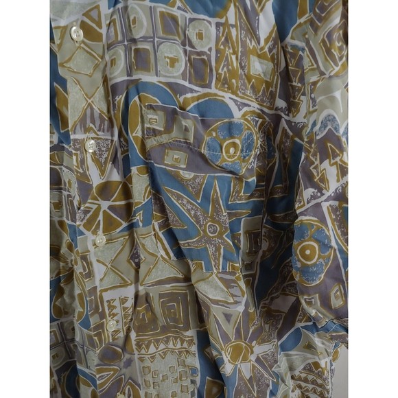 Maus Hoffman Mens Silk Shirt Medium Short Sleeve Button Front Multicolor Print - Picture 2 of 7